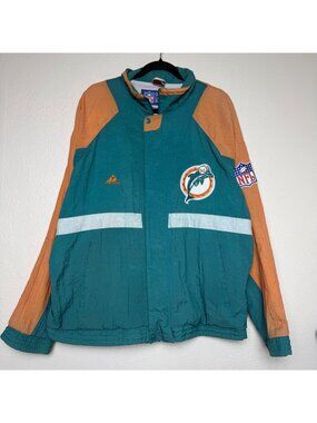 Vintage 90s Miami Dolphins Apex One NFL Jacket Teal & Orange Jacket Sz L/XL